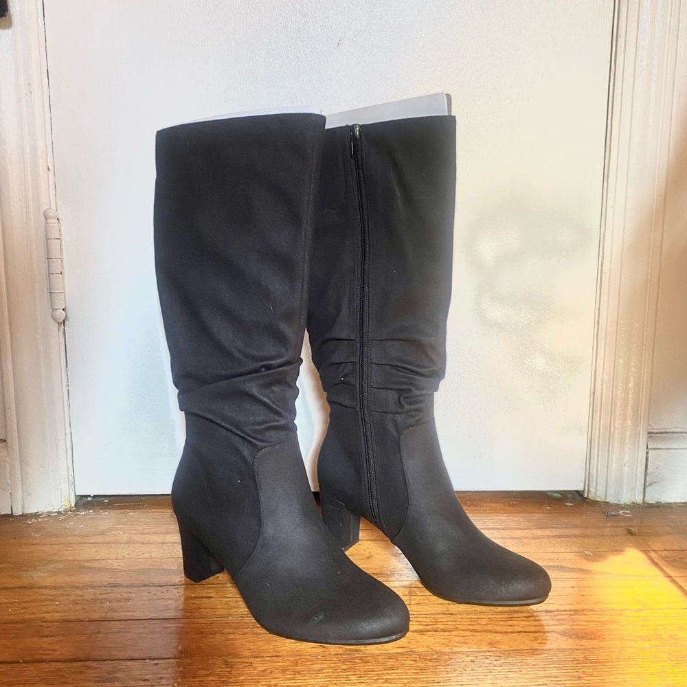 Black Knee-High Heeled Boots